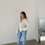 American Vintage White Belted Cardigan