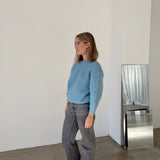 ba&sh Blue Knit Sweater with Cross-Back Detail