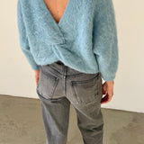 ba&sh Blue Knit Sweater with Cross-Back Detail