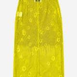 Brand Unique Yellow Embellished Lace Midi Skirt