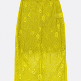Brand Unique Yellow Embellished Lace Midi Skirt