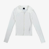 White long-sleeved textured t-shirt