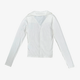 White long-sleeved textured t-shirt