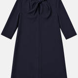 COS Navy Bow-Neck Long Sleeve Dress