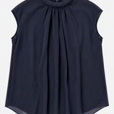 COS Navy Draped Sleeveless Top