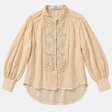 Francesca Marchisio Cream Lace-Panel Blouse