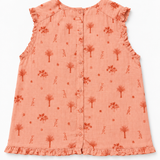 Indi & Cold Peach Printed Ruffle Top