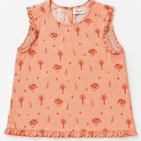 Indi & Cold Peach Printed Ruffle Top