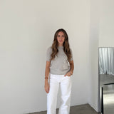 Lebor Gabala Grey Short-Sleeve Knit Sweater