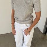 Lebor Gabala Grey Short-Sleeve Knit Sweater