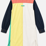 Maje Multicolor Color-Block Denim Long Shirt Jacket