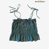 Top fruncido verde satinado ZARA L