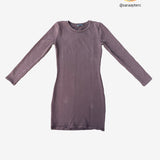 Vestido mini de manga larga marrón ZARA M