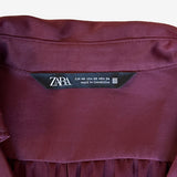 Vestido midi satinado granate ZARA XS