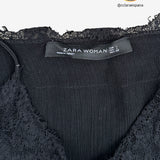 Vestido midi lencero negro ZARA L