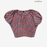 Blusa 100% seda off-the-shoulder hippie TOLANI S