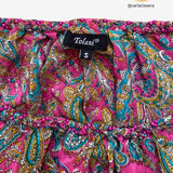 Blusa 100% seda off-the-shoulder hippie TOLANI S