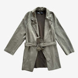 Chaqueta verde de ante con cinturón  ZARA XS