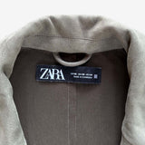 Chaqueta verde de ante con cinturón  ZARA XS