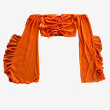 Crop top manga larga volantes naranja ZARA XS