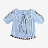 Blusa ancha beige detalles flores BRIGHTY&CO. L