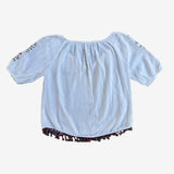 Blusa ancha beige detalles flores BRIGHTY&CO. L