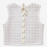 SIMORRA White Woven Crop Top