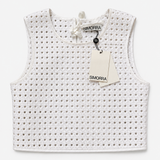 SIMORRA White Woven Crop Top