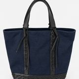 Vanessa Bruno Le Cabas Navy Canvas & Leather Tote Bag