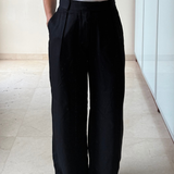 Pantalón de traje negro de pierna ancha ZARA XS