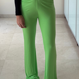 Pantalón largo elástico verde ZARA L
