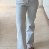 Pantalón recto de rayas azul MANGO 34