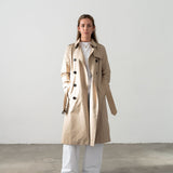 Beige gabardine 100% cotton water repellent