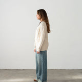 Beige cable knit cardigan