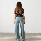 Jean wide leg dirty clear blue