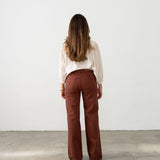 Denim trousers, brick red
