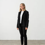 Black blazer with suede lapels