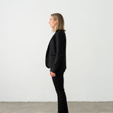 Black blazer with suede lapels