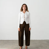 White long-sleeved textured t-shirt