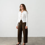 White long-sleeved textured t-shirt