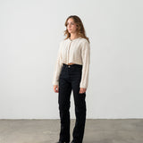 beige cropped jersey