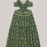 ba&sh Vestido Maxi Verde con Estampado Floral