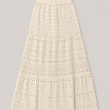 ba&sh Falda Maxi de Punto de Crochet Color Crema