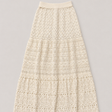 ba&sh Falda Maxi de Punto de Crochet Color Crema
