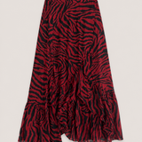 ba&sh Red Zebra Print Wrap Midi Skirt