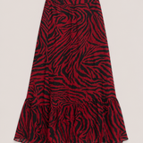 ba&sh Red Zebra Print Wrap Midi Skirt