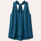 Bimani Teal Open Back Sleeveless Top