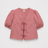 Blusa Cruzada BOHODOT de Cuadros Vichy Rojos