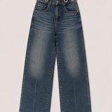 Claudie Pierlot High-Waisted Wide Leg Jeans with Eyelet Waist