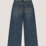 Claudie Pierlot High-Waisted Wide Leg Jeans with Eyelet Waist